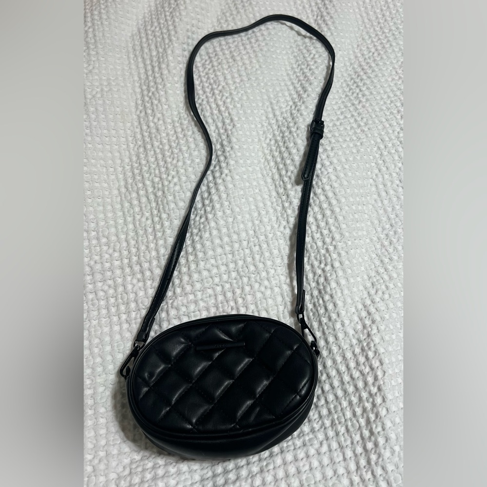 Black Quilted Oval Crossbody
